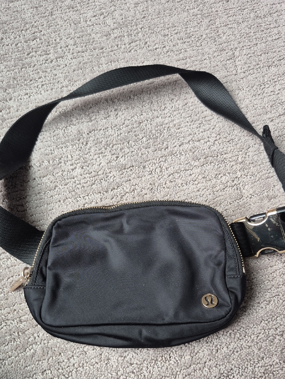lululemon athletica Black Waist Pouch with Gold Logo